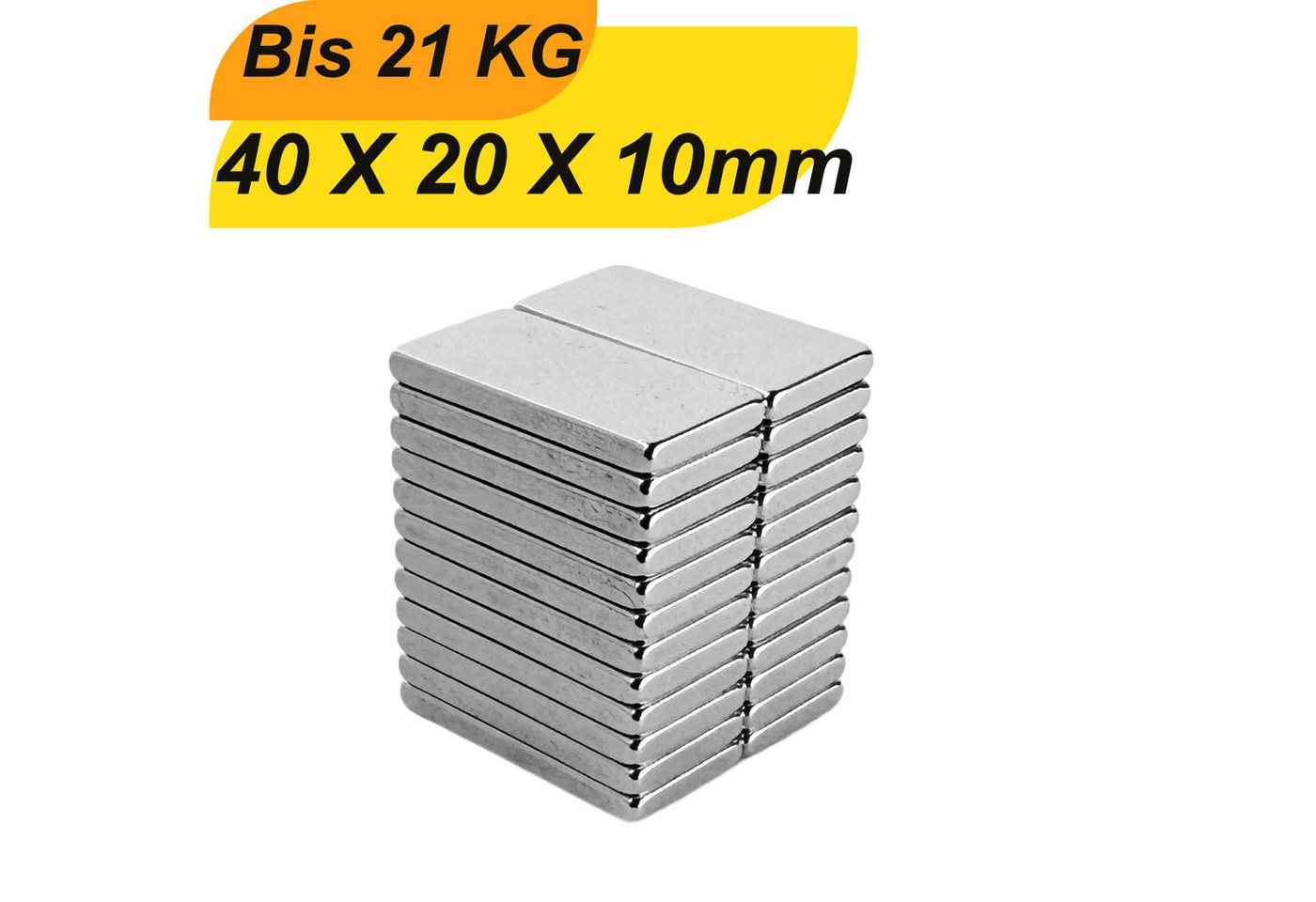 Magnet Neodym-Magnete 40x20x10mm Supermagnete mit hoher Haltekraft Magnet (Neodym, 1-St., Neodym) Bild 3