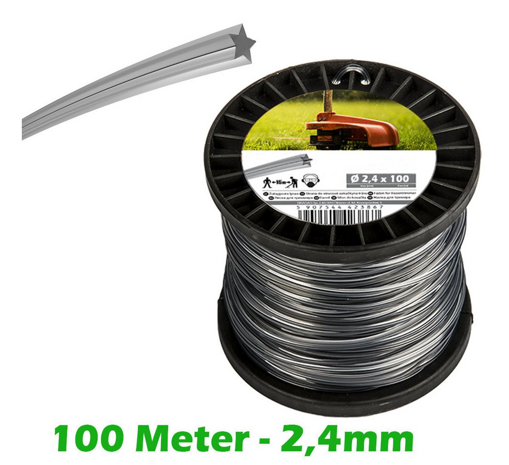 KAGM Trimmerfaden Mähfaden Ersatzfaden verstärkt 100m Stern 5 kant, 100 m Länge, 2.4 mm Fadendurchmesser Bild 2