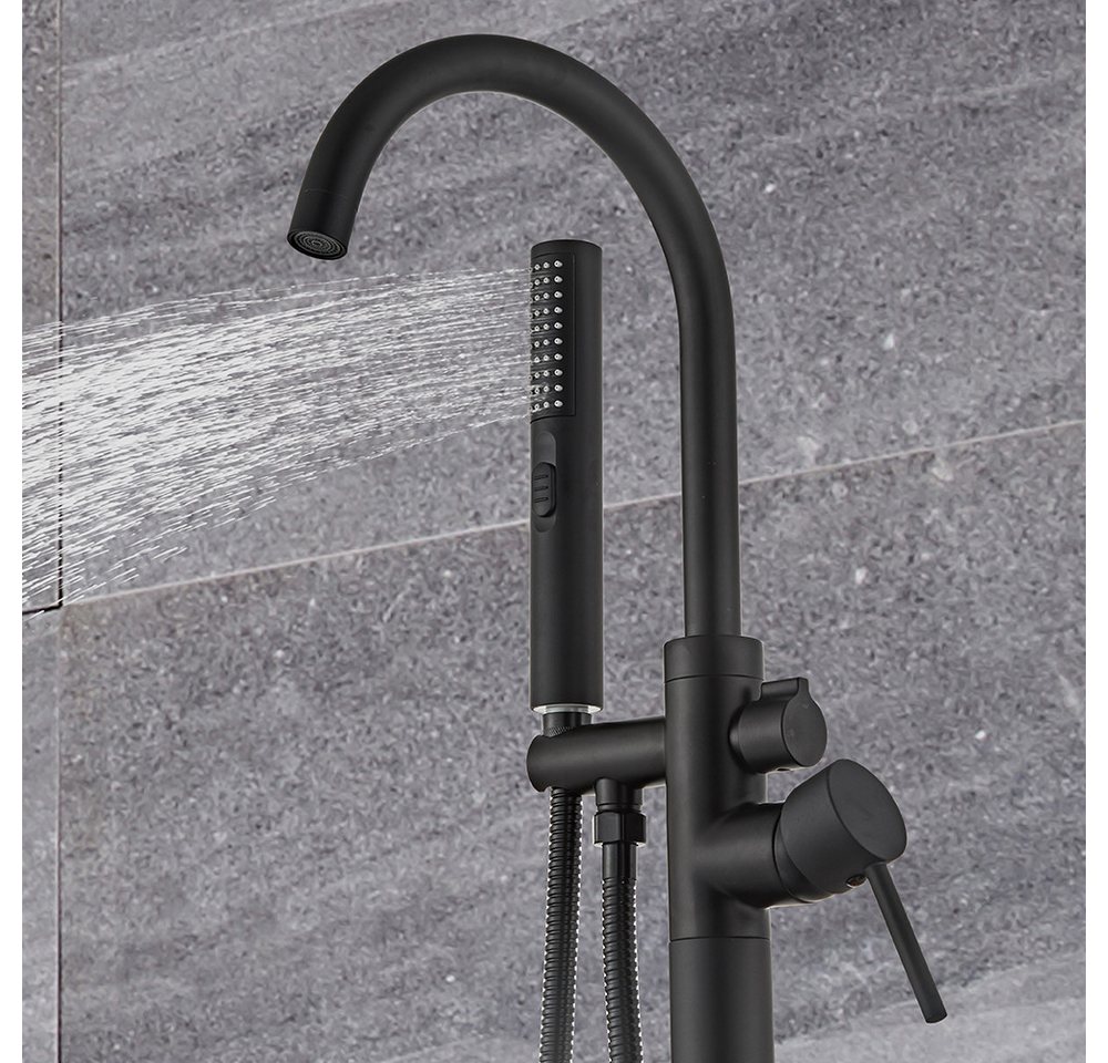 JEOBEST Wannenarmatur Freistehende Wannenarmatur, Warm und Kaltwassermischer mit Handbrause, aus Kupfer Bild 4