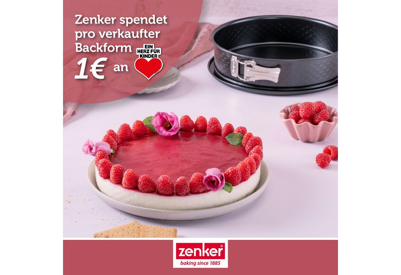 Zenker Springform mit Flachboden, Backform, Kuchenform, Herz-Design Bild 3