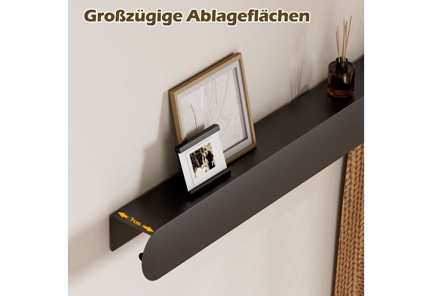 Yorbay Wandgarderobe mit Ablagebrett, Garderobenleiste aus Metall, verdeckte Garderobenhaken Bild 4