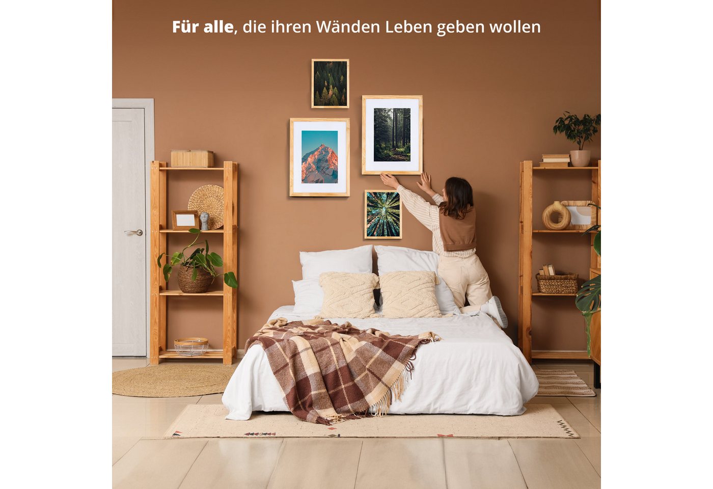 KHG Bilderrahmen 40x50 cm Natur, für 1 Bilder (stabile Glasfront, MDF-Holz-Rahmen foliert & Passepartout, 1 St), Premium-Rahmen für Fotos, Poster, Zertifikate & Collagen Bild 2