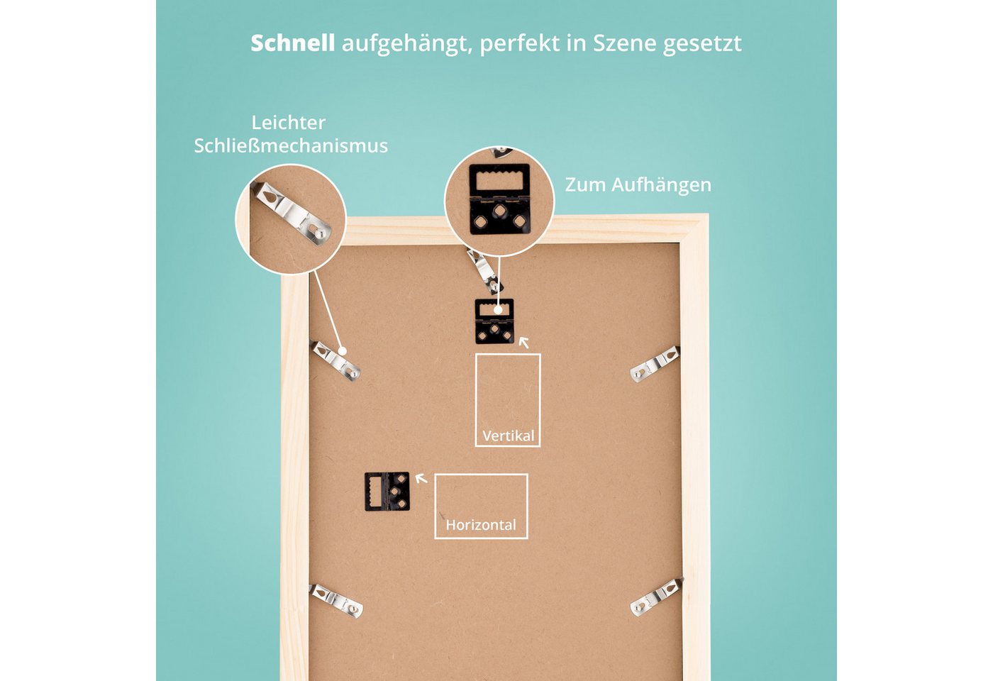 KHG Bilderrahmen 40x50 cm Natur, für 1 Bilder (stabile Glasfront, MDF-Holz-Rahmen foliert & Passepartout, 1 St), Premium-Rahmen für Fotos, Poster, Zertifikate & Collagen Bild 4