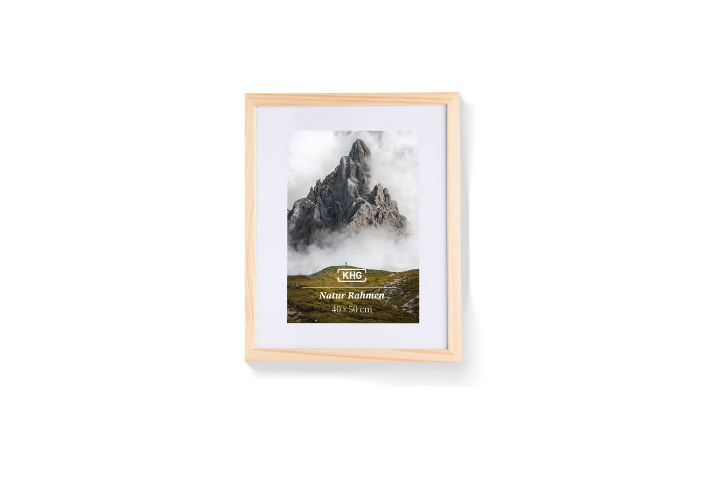 KHG Bilderrahmen 40x50 cm Natur, für 1 Bilder (stabile Glasfront, MDF-Holz-Rahmen foliert & Passepartout, 1 St), Premium-Rahmen für Fotos, Poster, Zertifikate & Collagen Bild 5