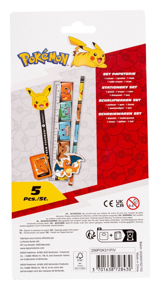 ak tronic Druckkugelschreiber Pokémon - Schreibwaren 5er Set (NEU & OVP), (Pokémon Schreibwaren 5er Set) Bild 3