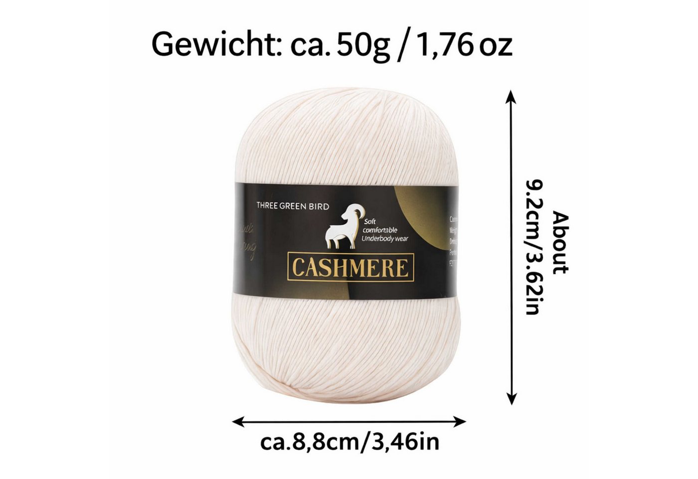 Nomiro 100% Kaschmirgarn 6x50g 300g weich warm für Stricken Häkeln Häkelwolle