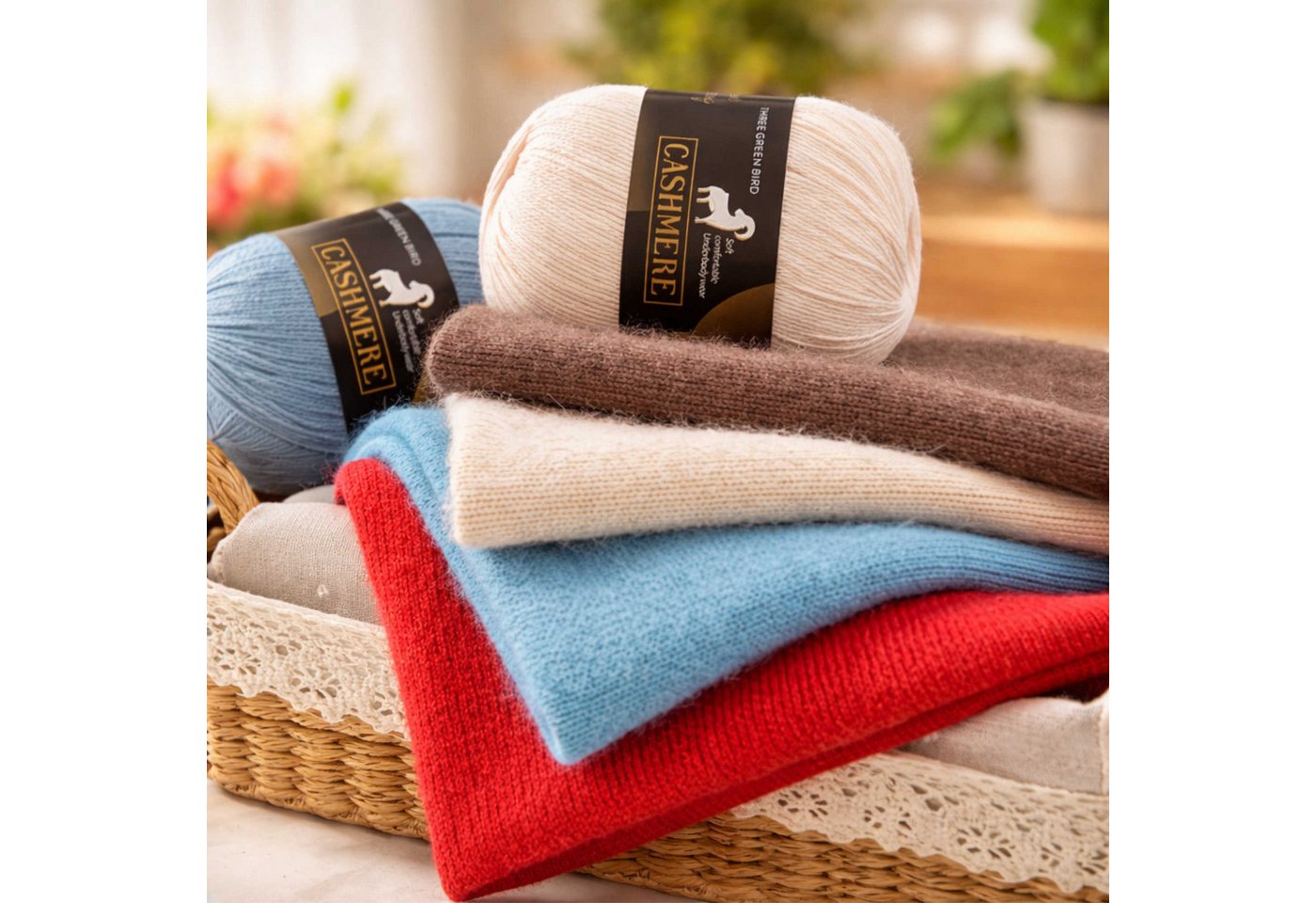 Nomiro 100% Kaschmirgarn 6x50g 300g weich warm für Stricken Häkeln Häkelwolle Bild 2
