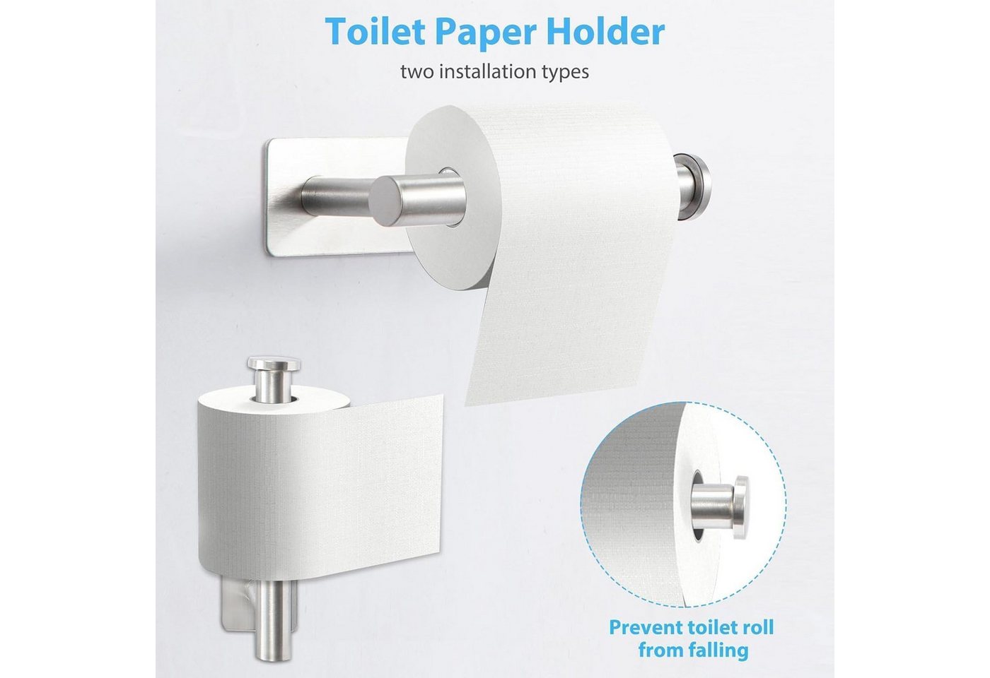 Youyijia Toilettenpapierhalter 5-IN-1 Toilettenpapierhalter Ohne Bohren Edelstahl Handtuchhaken