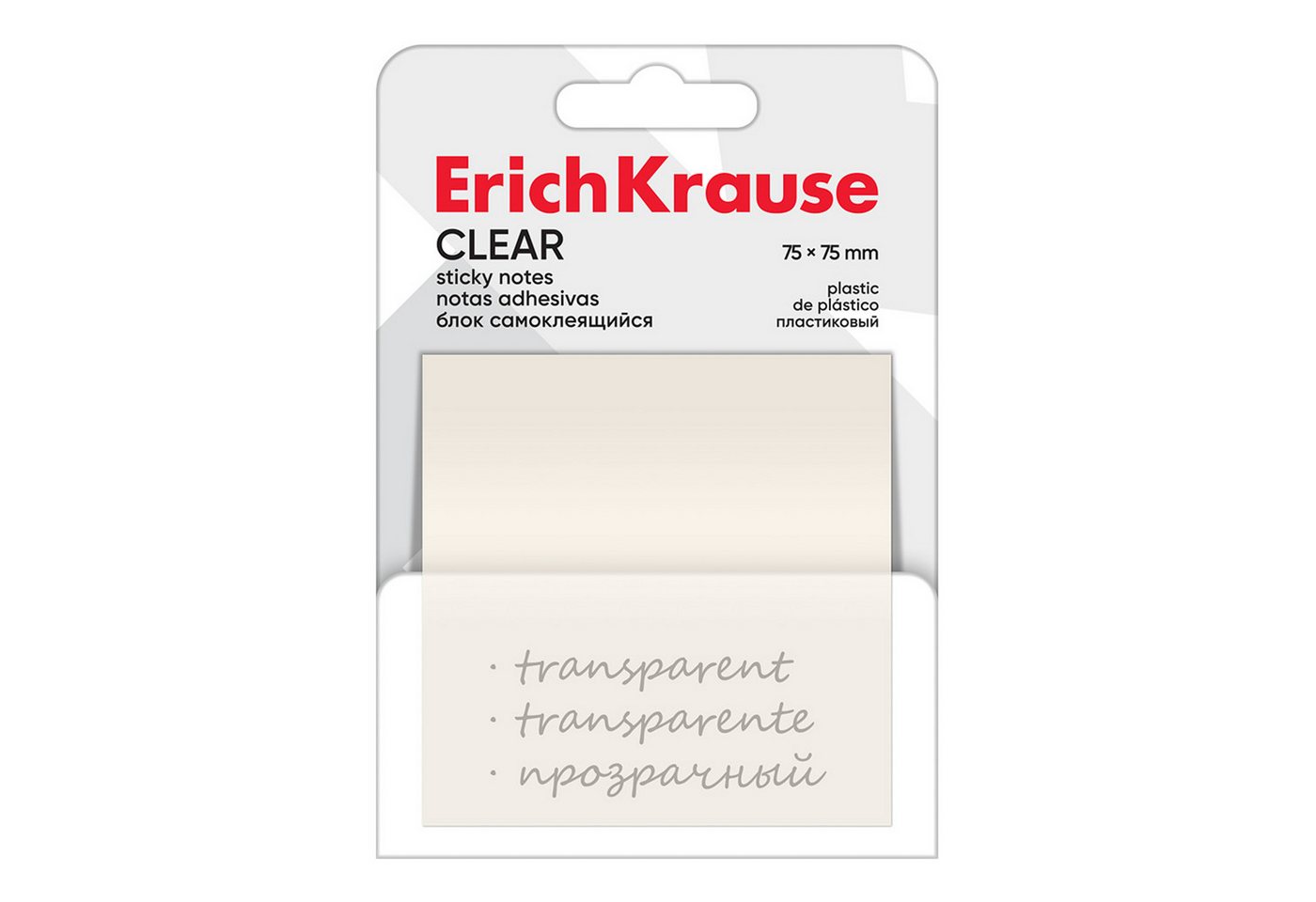 Erich Krause Haftnotizblock, Haftnotizen 75mm Plastik 50 Blatt transparent