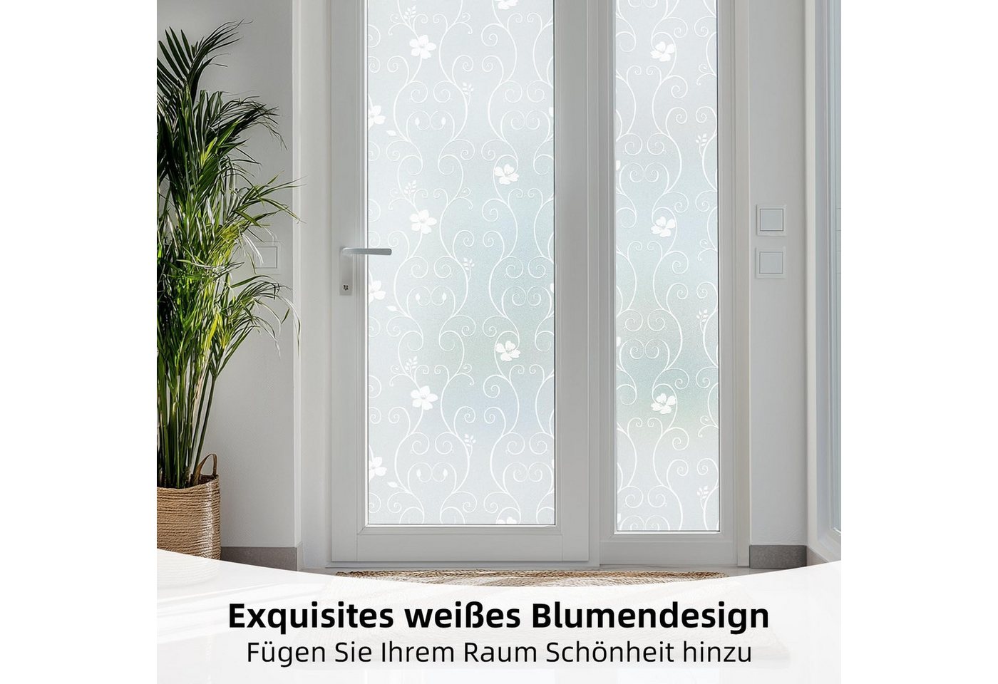 FELIXLEO Fensterfolie Fensterfolie Sichtschutzfolie Milchglasfolie Blume 90x200 cm Bild 2