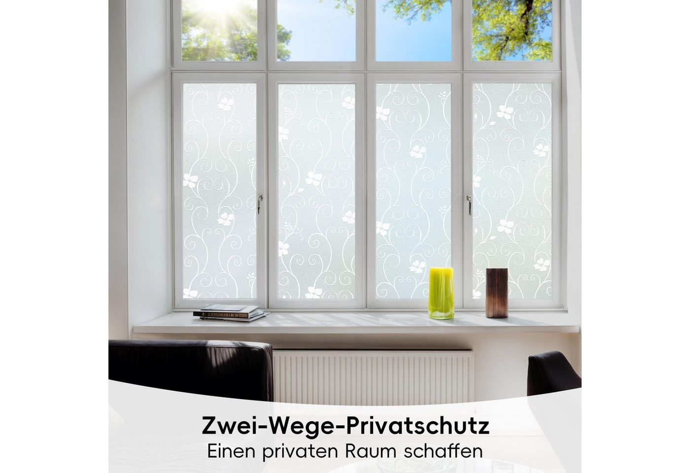 FELIXLEO Fensterfolie Fensterfolie Sichtschutzfolie Milchglasfolie Blume 90x200 cm Bild 4