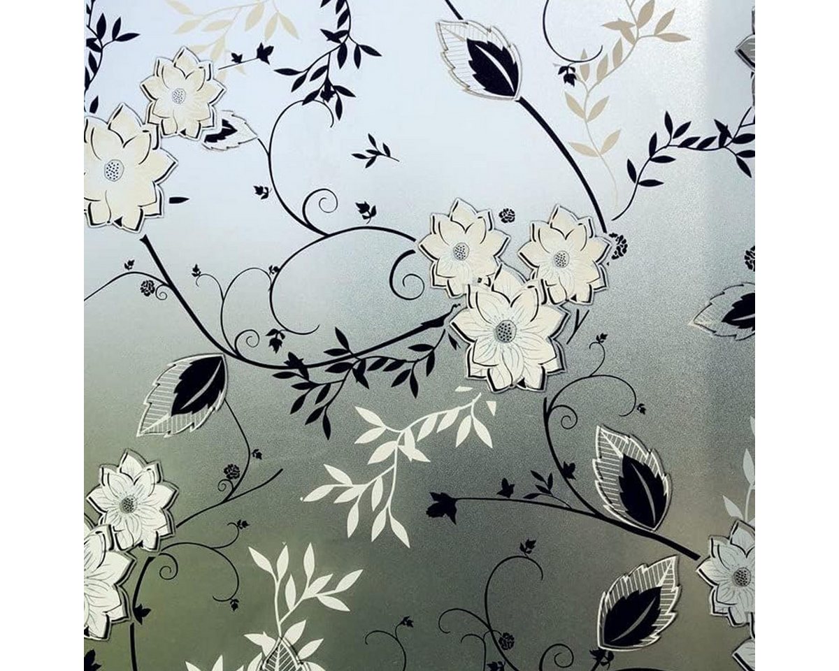 FELIXLEO Fensterfolie Fensterfolie Blickdicht Selbsthaftend Motiv Blume Deko 90x200cm Bild 4