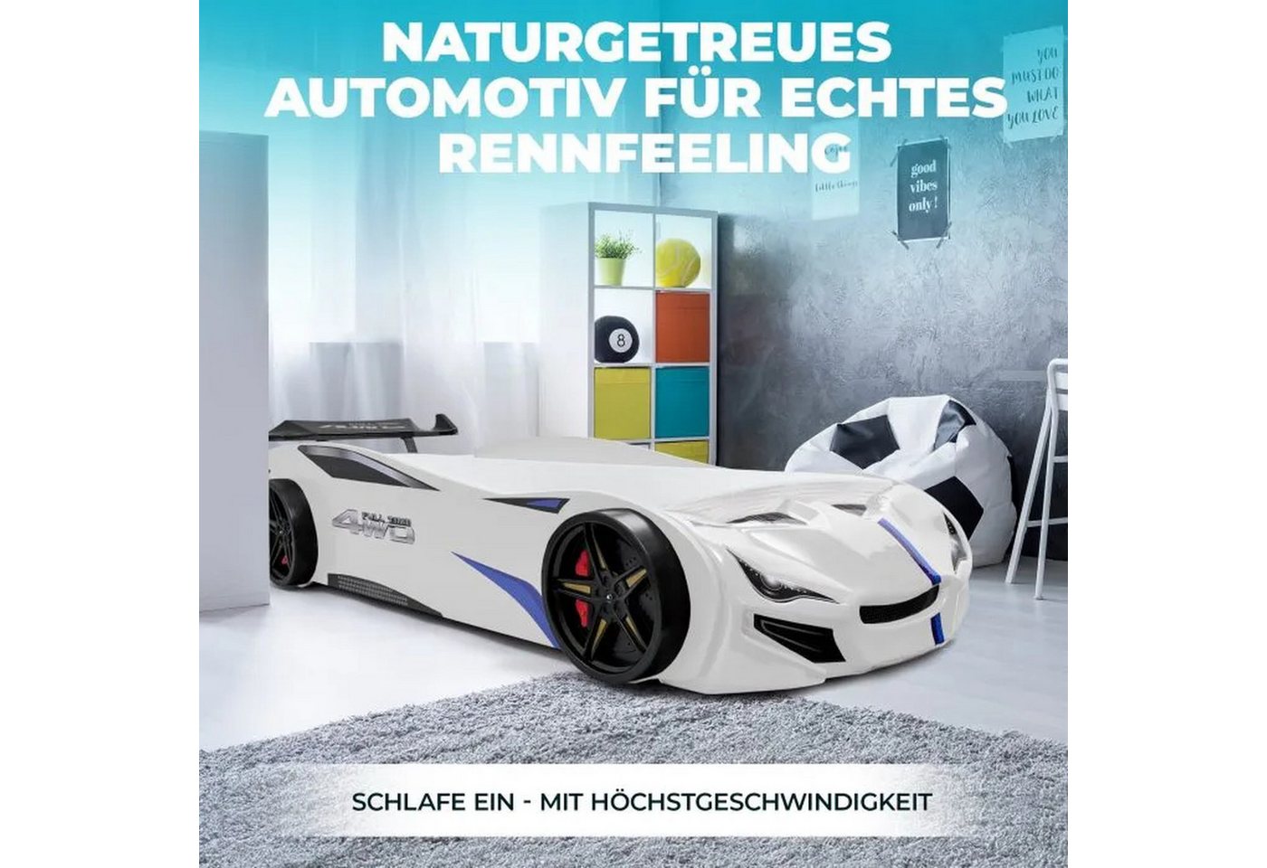 MARQA HOME Autobett Kinderbett 90x200 mit Rolllattenrost (Autobett 90x200 mit Rolllattenrost), Kinderbett Autobett 90x200 mit Rolllattenrost Bild 5