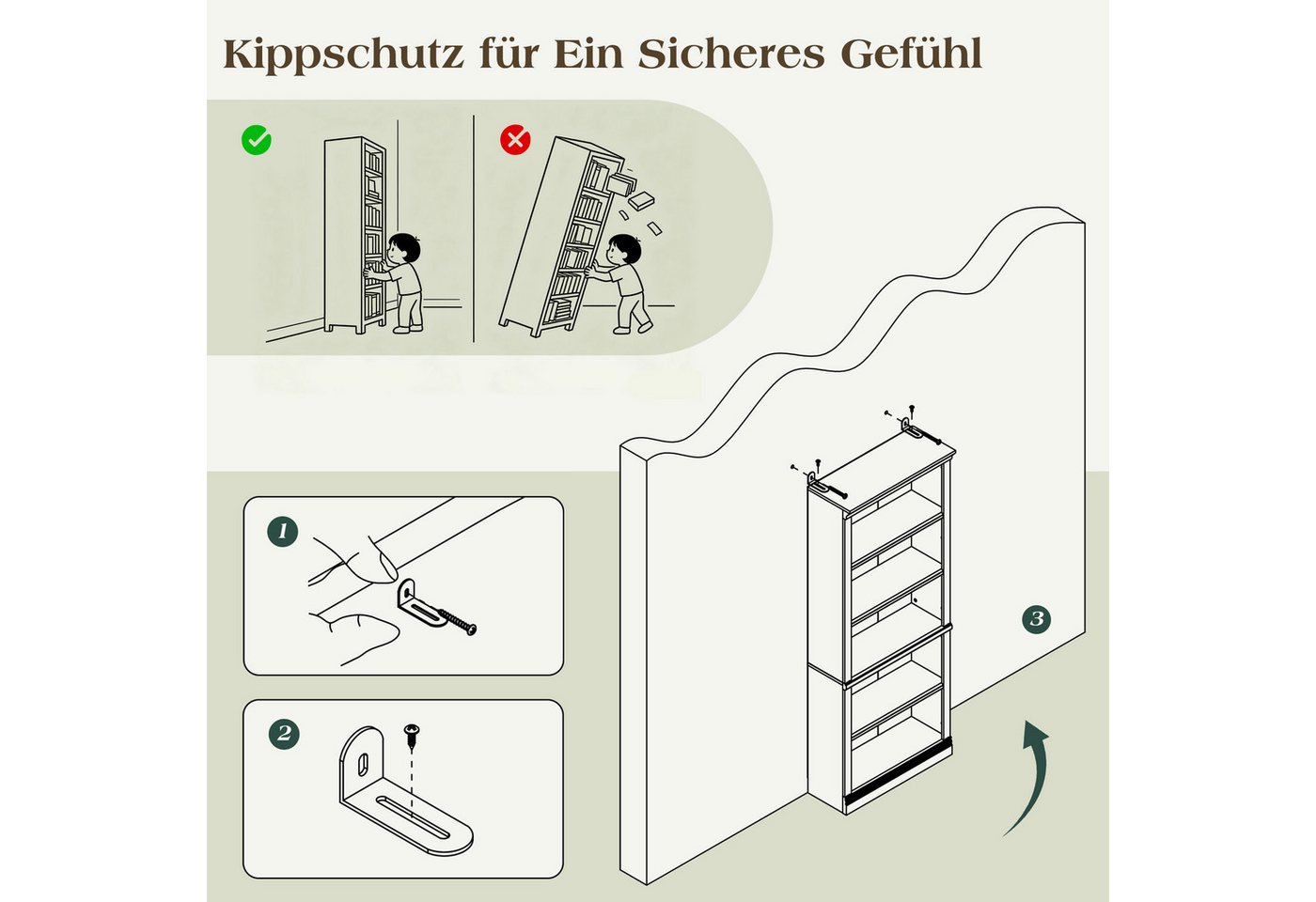 AMERLIFE Bücherregal mit 5 offenen Ebenen, verstärkter Basis & klassischem Weiß, 1-tlg. Bild 3