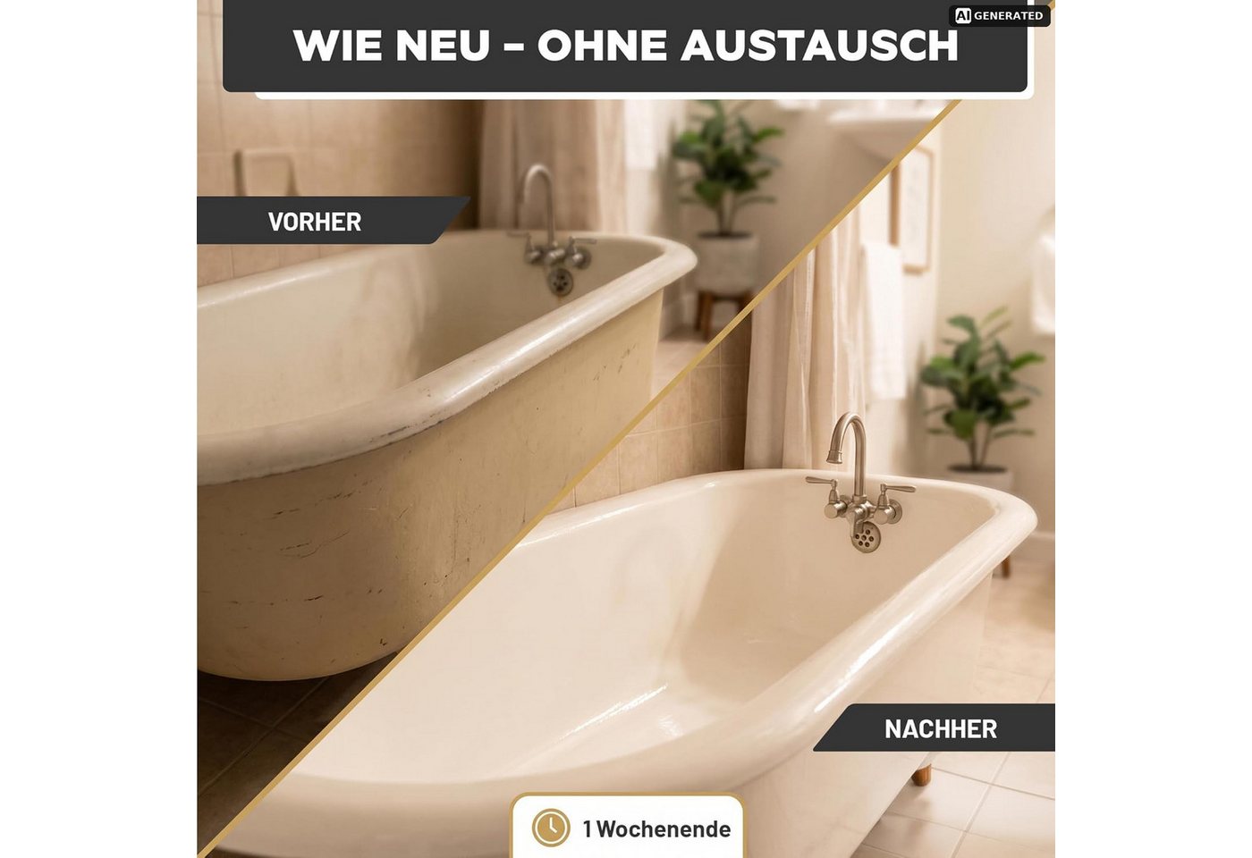 LM-Kreativ Fliesenlack Badewannen- & Fliesenlack 3in1 mit Aktivator, hochdeckend & robust, wasserbasiert, hochdeckend, wasserfest, mit Aktivator, für Bad/Fliesen