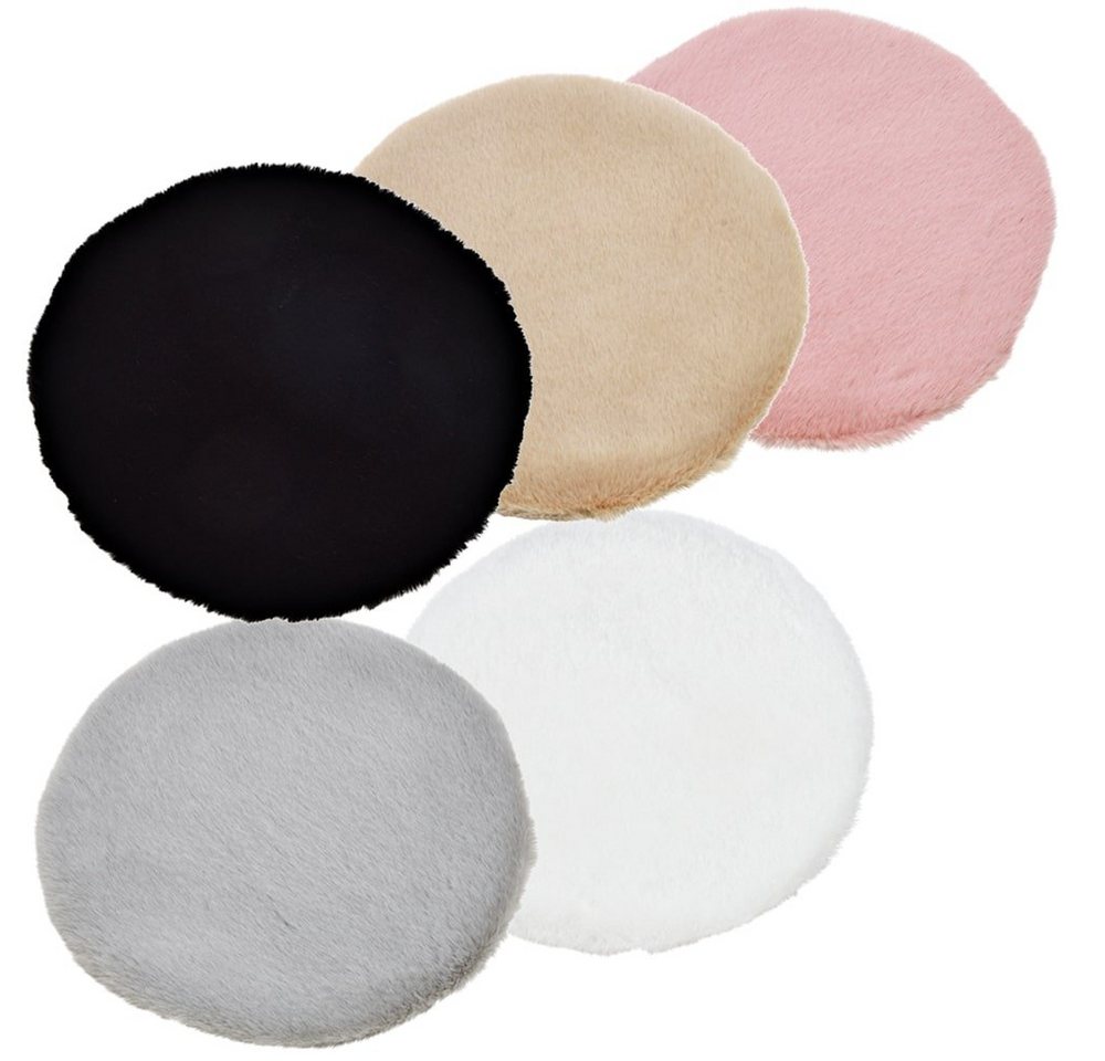 matches21 HOME & HOBBY Fellteppich Rundes kurzflor Deko-Fell Sitzkissen 34 cm in weiß für Stühle, rund, Höhe: 20 mm, Flauschiges Kunstfell als Fell-Teppich Stuhl-Überwurf Sitzauflage
