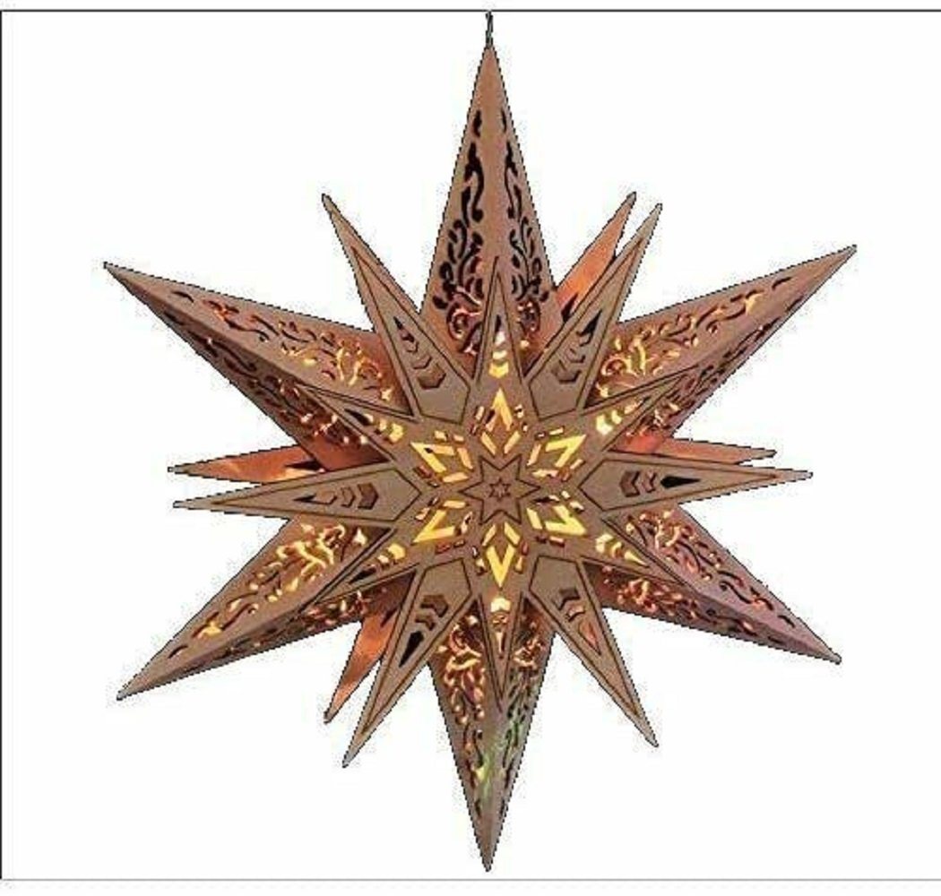 Meinposten LED-Lichtervorhang Weihnachtsstern Holzstern Ø 30cm Stern Holz Fensterdeko LED Bild 3