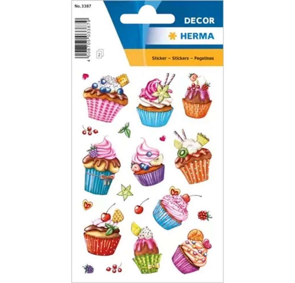 HERMA Etiketten Sticker Cupcakes beglimmert 20 Stück, beglimmert
