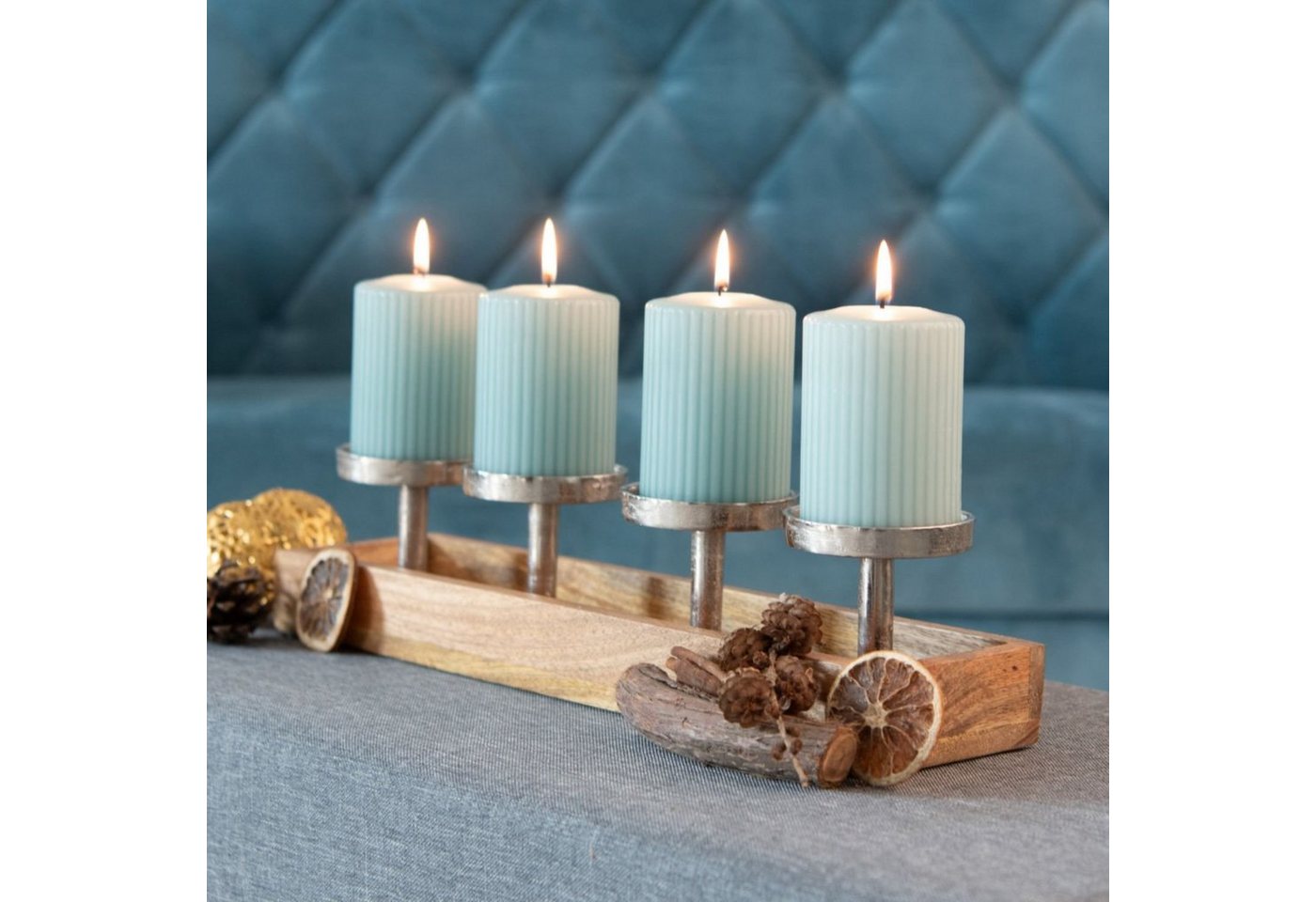 Kamelio Adventskranz Holz Advent Kerzenhalter länglich modern Kerzenständer Weihnachtsdeko Bild 3