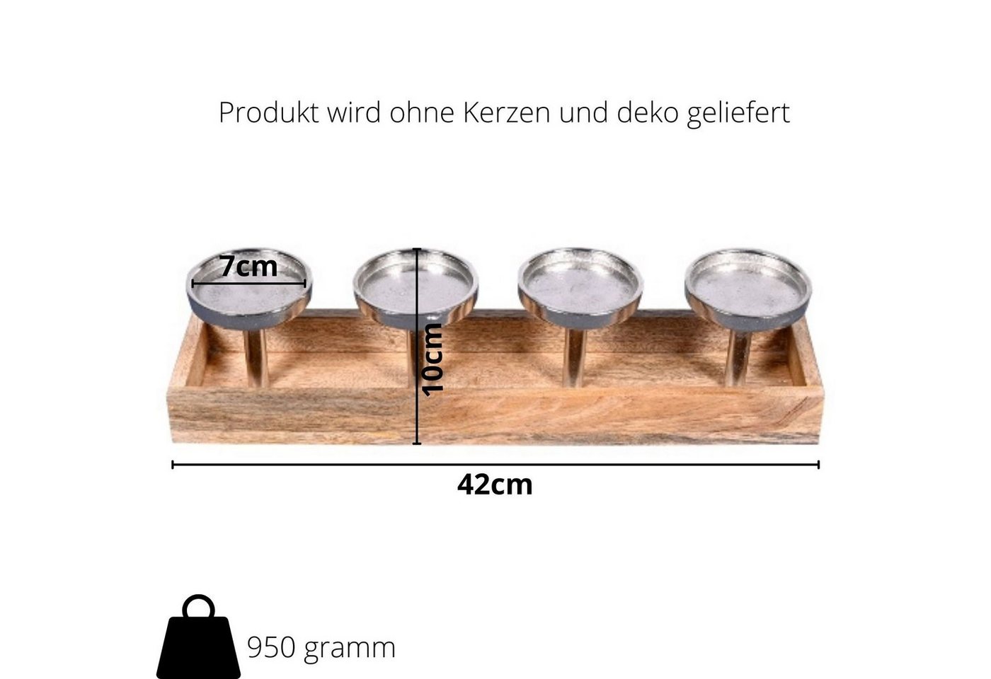 Kamelio Adventskranz Holz Advent Kerzenhalter länglich modern Kerzenständer Weihnachtsdeko Bild 4