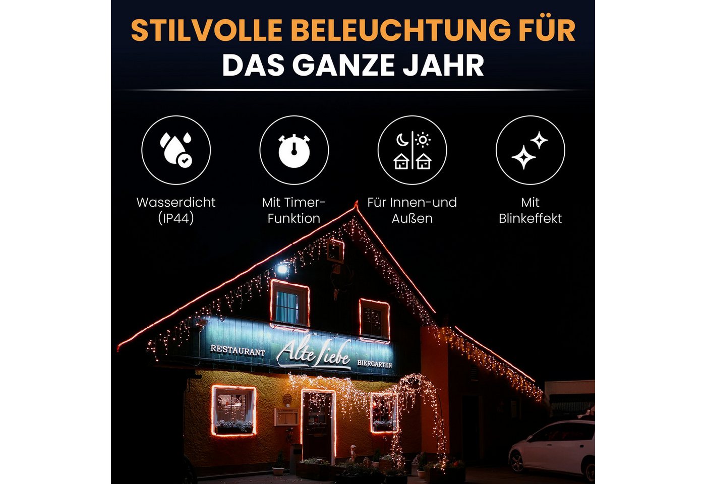 Gartenpirat LED-Lichterkette Eisregen mit Flashing-Effekt Weihnachtsdeko für außen mit Timer Bild 2