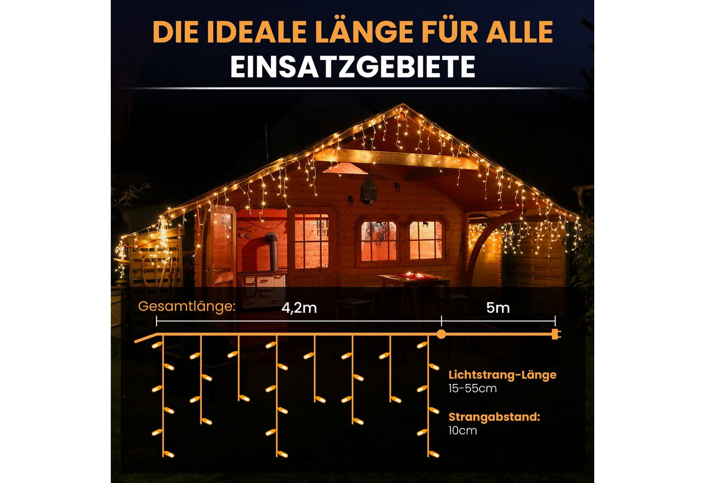 Gartenpirat LED-Lichterkette Eisregen mit Flashing-Effekt Weihnachtsdeko für außen mit Timer Bild 5