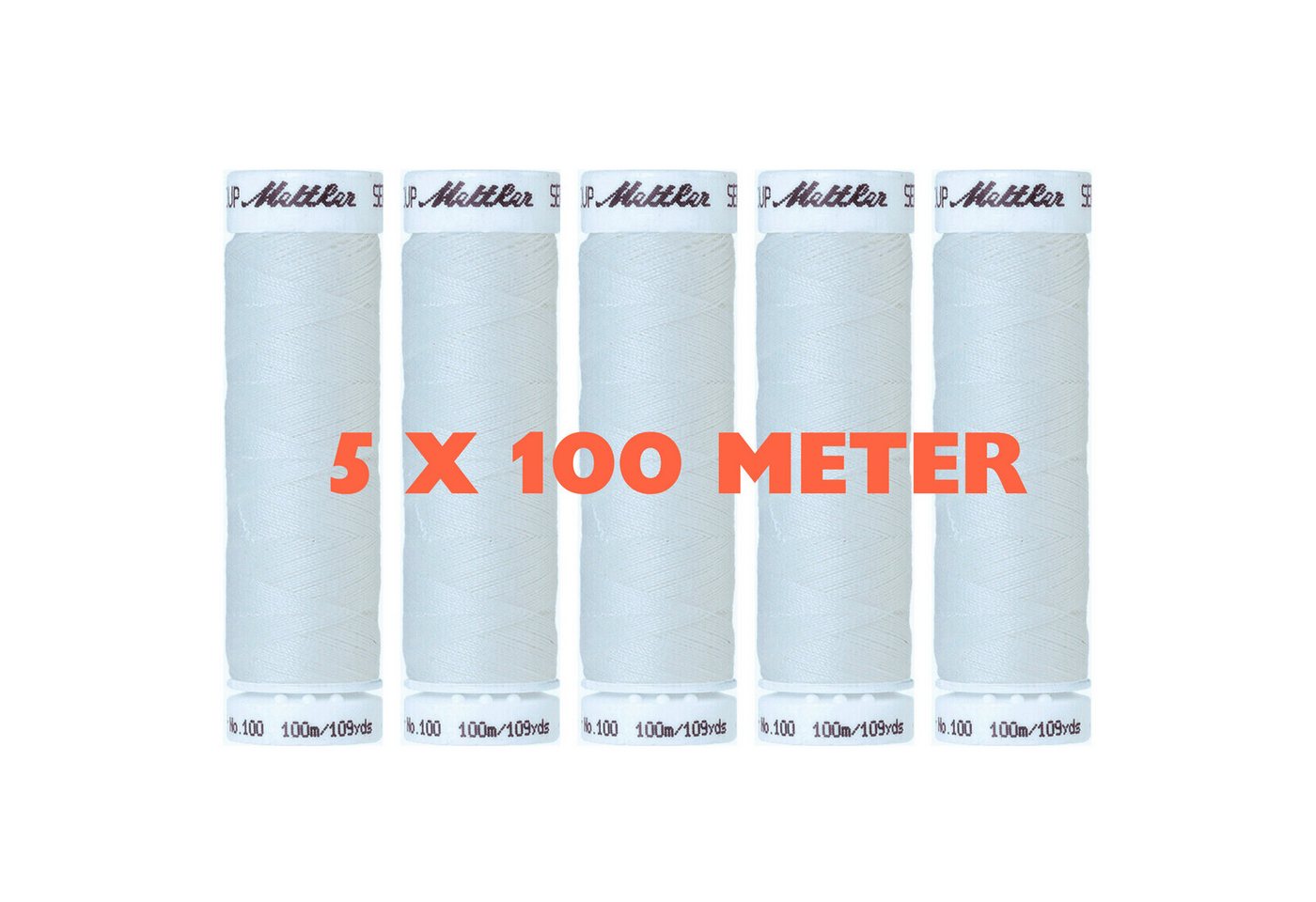Amann 5 x 100 m Amann Mettler Nähgarn Allesnäher Seralon - 2000 - Weiß Nähgarn, 500 m (5-St), Nähgarn für alle Stoff- und Sticharten