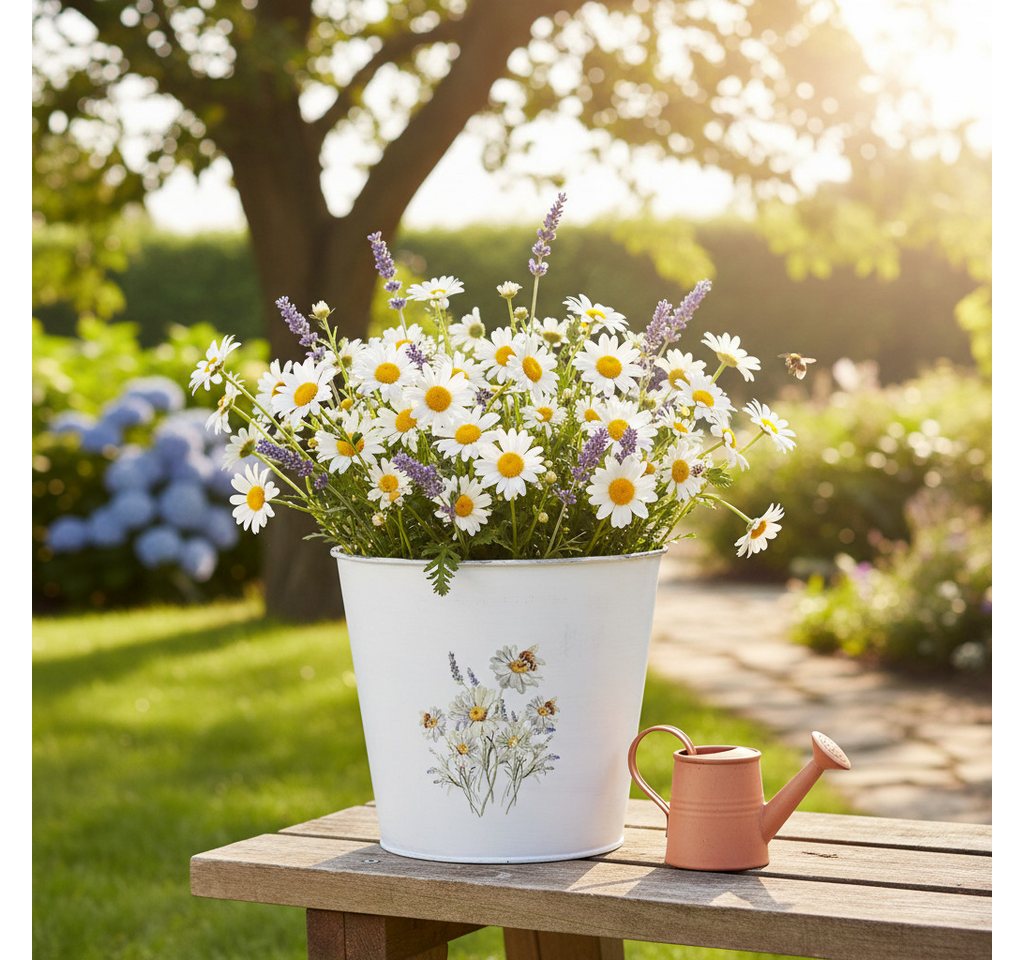 Florists Products Übertopf Blumentopf Metall mit Blumenmotiv für Tischdeko und Bild 2