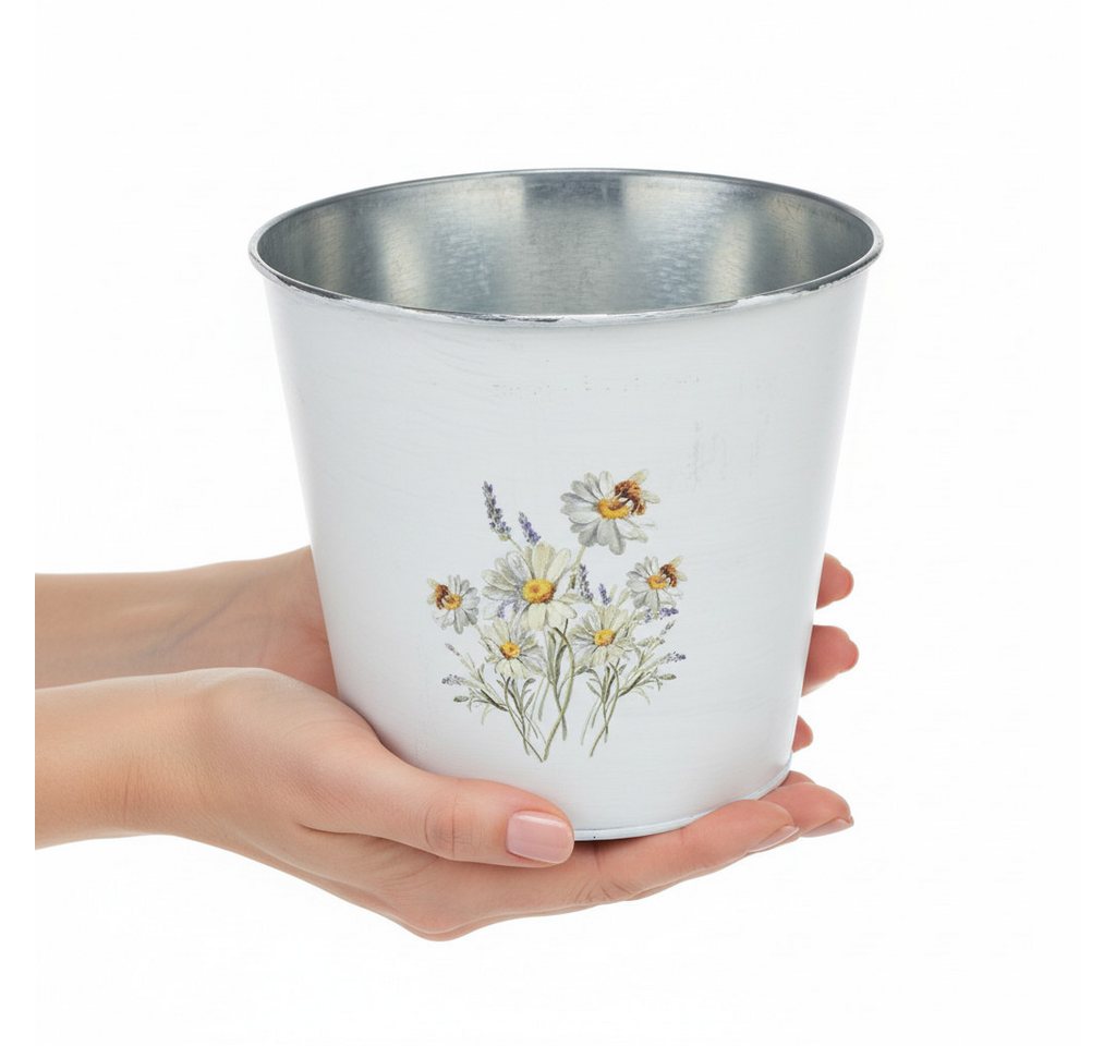 Florists Products Übertopf Blumentopf Metall mit Blumenmotiv für Tischdeko und Bild 5