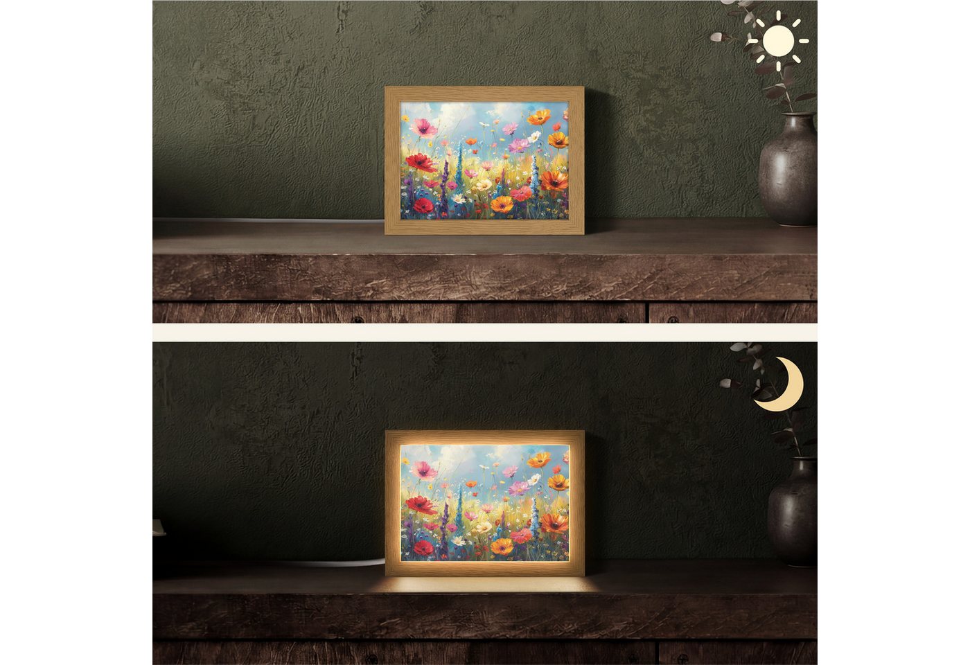 OnlyWow Tischleuchte Blumen - Natur - Botanik - Kunst, Dimmbar, Farbwechsel, LED, Warmweiß, Kaltweiß, Neutralweiß Einstellbar, Tischlampe, Schreibtischlampe, Desk, Dimmbar, mit Kabel, LED Bild 4
