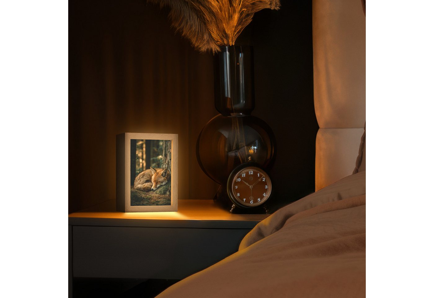 OnlyWow Tischleuchte Lightbox Fuchs - Wald - Schlaf, Dimmbar, Farbwechsel, LED, Warmweiß, Kaltweiß, Neutralweiß Einstellbar, Tischlampe, Schreibtischlampe, Desk, Dimmbar, mit Kabel, LED Bild 2