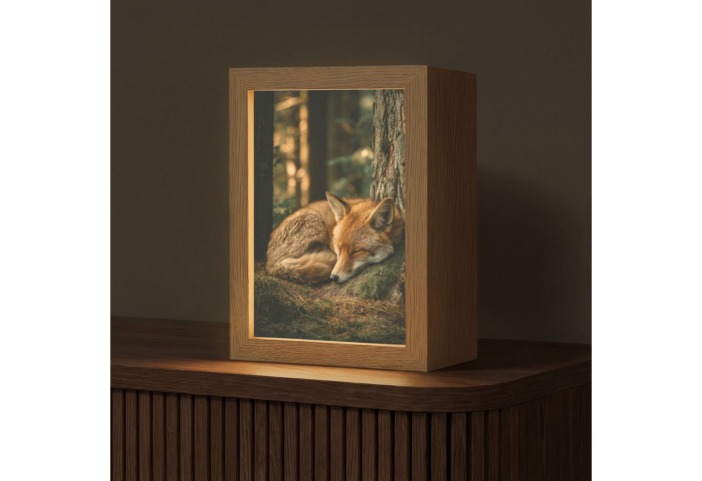 OnlyWow Tischleuchte Lightbox Fuchs - Wald - Schlaf, Dimmbar, Farbwechsel, LED, Warmweiß, Kaltweiß, Neutralweiß Einstellbar, Tischlampe, Schreibtischlampe, Desk, Dimmbar, mit Kabel, LED Bild 5