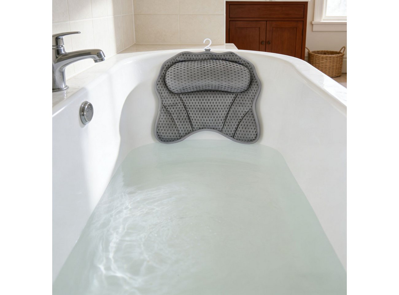 shop'n smile ideoon Badewannenkissen Ergonomisches Badewannenkissen Nackenkissen 6 Saugnäpfen & 4D Struktur, 2-tlg., 1er-Set & 2er-Set, Ergonomische Kopfstütze für Wanne & Spa, 42 x 44 x 7 cm Bild 2