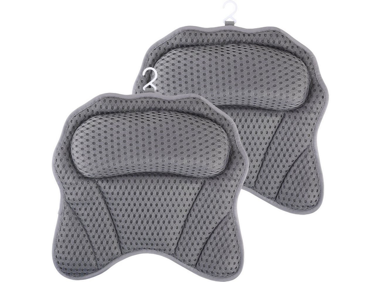 shop'n smile ideoon Badewannenkissen Ergonomisches Badewannenkissen Nackenkissen 6 Saugnäpfen & 4D Struktur, 2-tlg., 1er-Set & 2er-Set, Ergonomische Kopfstütze für Wanne & Spa, 42 x 44 x 7 cm Bild 4