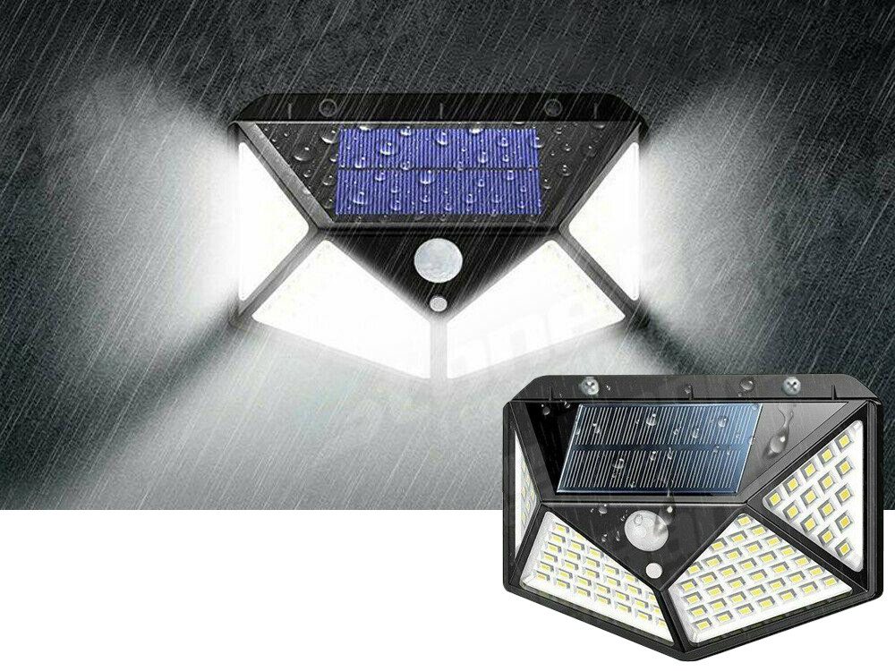 VERK GROUP LED Solarleuchte 100 LED Solarleuchte Bewegungsmelder Außen Solarstrahler 600lm, LED fest integriert, 100 LEDs, Bewegungs- & Dämmerungssensor Bild 3