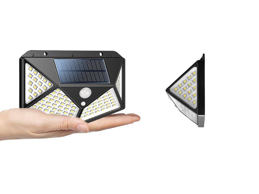VERK GROUP LED Solarleuchte 100 LED Solarleuchte Bewegungsmelder Außen Solarstrahler 600lm, LED fest integriert, 100 LEDs, Bewegungs- & Dämmerungssensor Bild 5