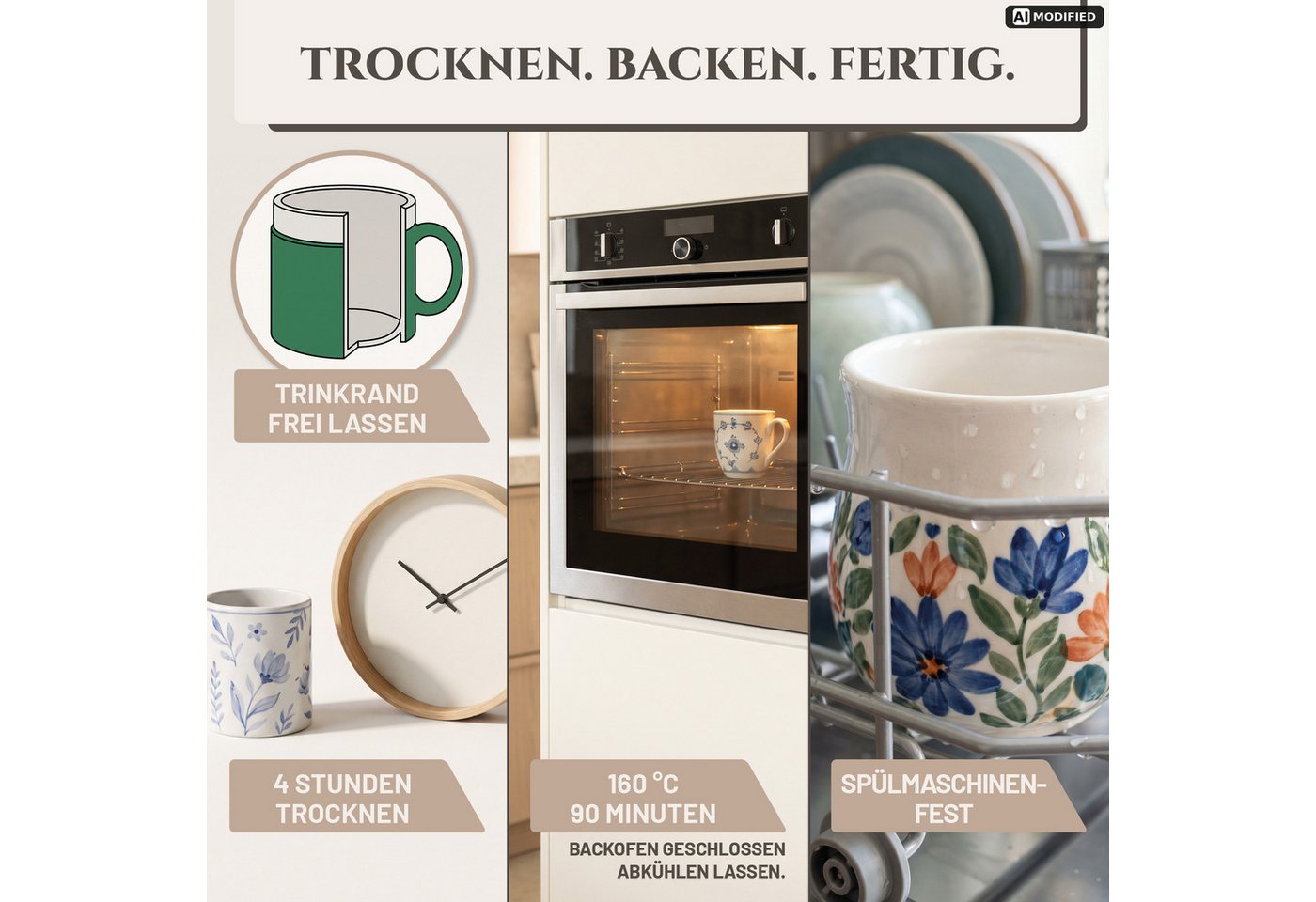 LM-Kreativ Porzellanfarbe Keramik- & Porzellanfarbe Set für Porzellan, Keramik und Glas, Farbset, für Porzellan, Keramik & Glas, wasserbasiert, gut deckend Bild 4