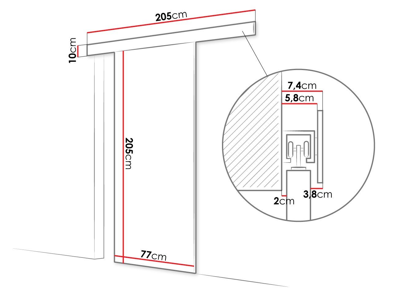 MIRJAN24 Schiebetür Rubi 70 V (Universell - Links / Rechts), Glaseinlagen Lacobel, Solide Aluminiumgriffe, Selbstschließsystem Bild 4