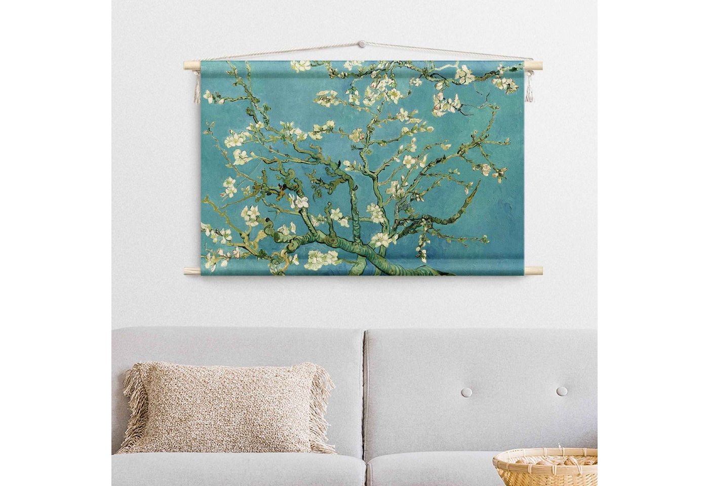 Bilderdepot24 Wandteppich modern Vincent van Gogh Kunst Wald blau, rechteckig, Höhe: 2.6 mm, großes Wandbild aus Natur-Baumwolle Wandbehang Stoffbild Tuch Wollseil Bild 3