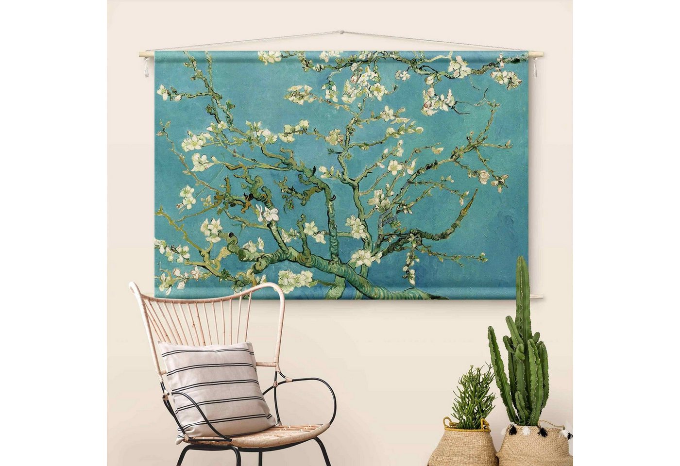 Bilderdepot24 Wandteppich modern Vincent van Gogh Kunst Wald blau, rechteckig, Höhe: 2.6 mm, großes Wandbild aus Natur-Baumwolle Wandbehang Stoffbild Tuch Wollseil Bild 4