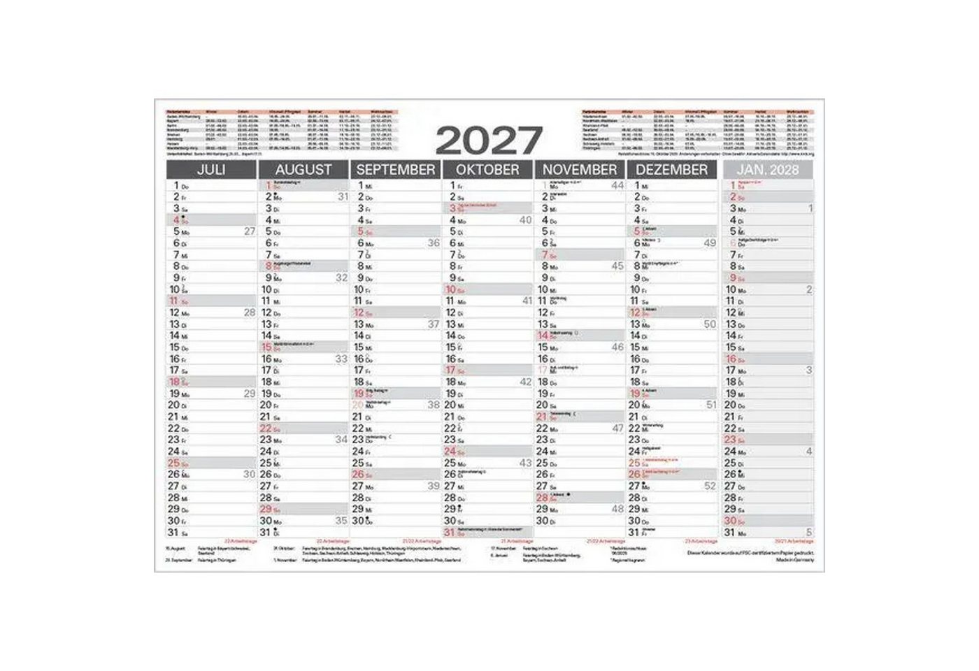 Korsch Verlag Wandkalender Tafelkalender A3 "Stabil" 2027 Bild 3