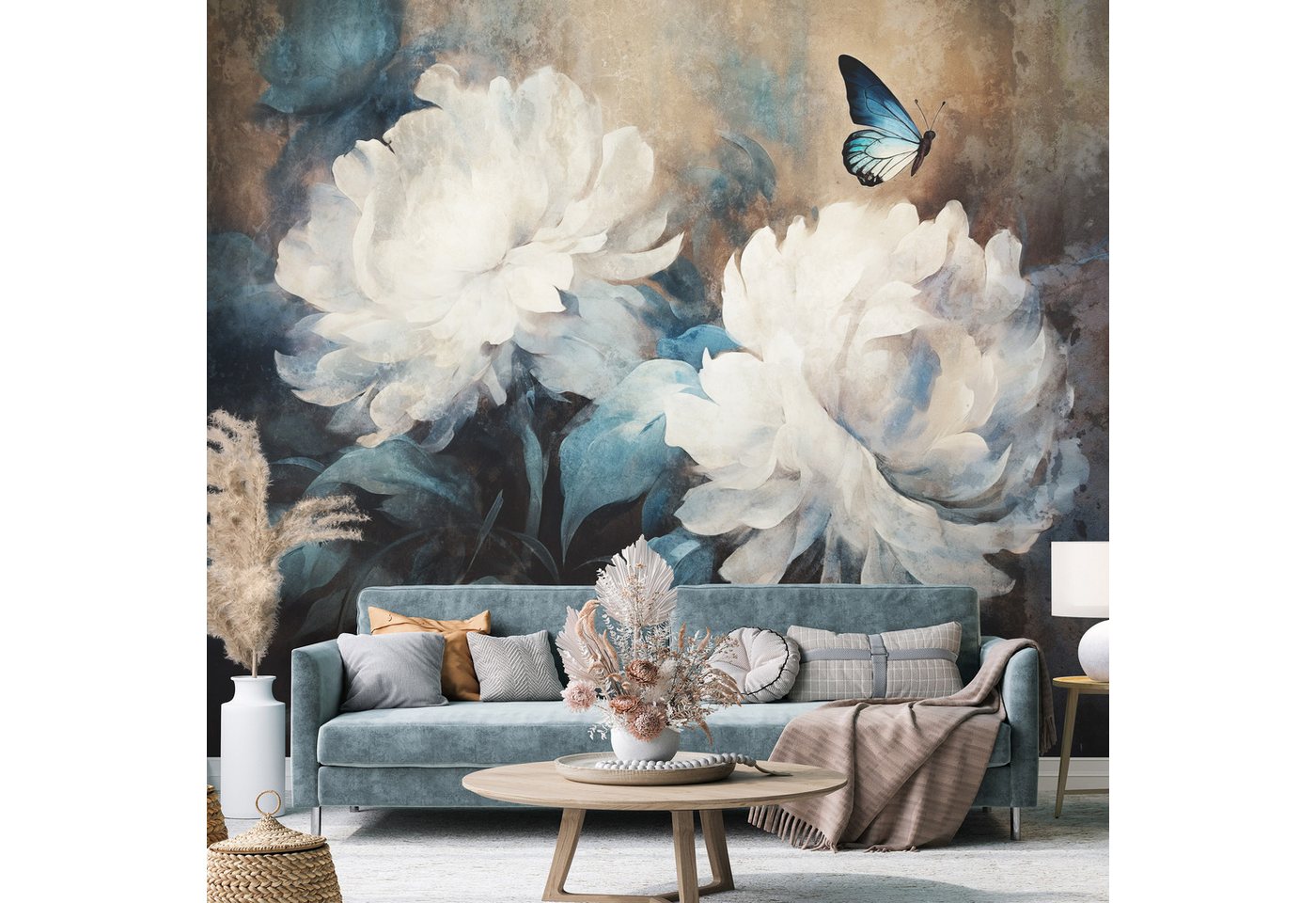 Wallarena Fototapete Blumen Pfingstrosen - Mehrfarbig - Elegant - Vlies - Wohnzimmer, glatt, (8 St), 400x280cm Bild 2