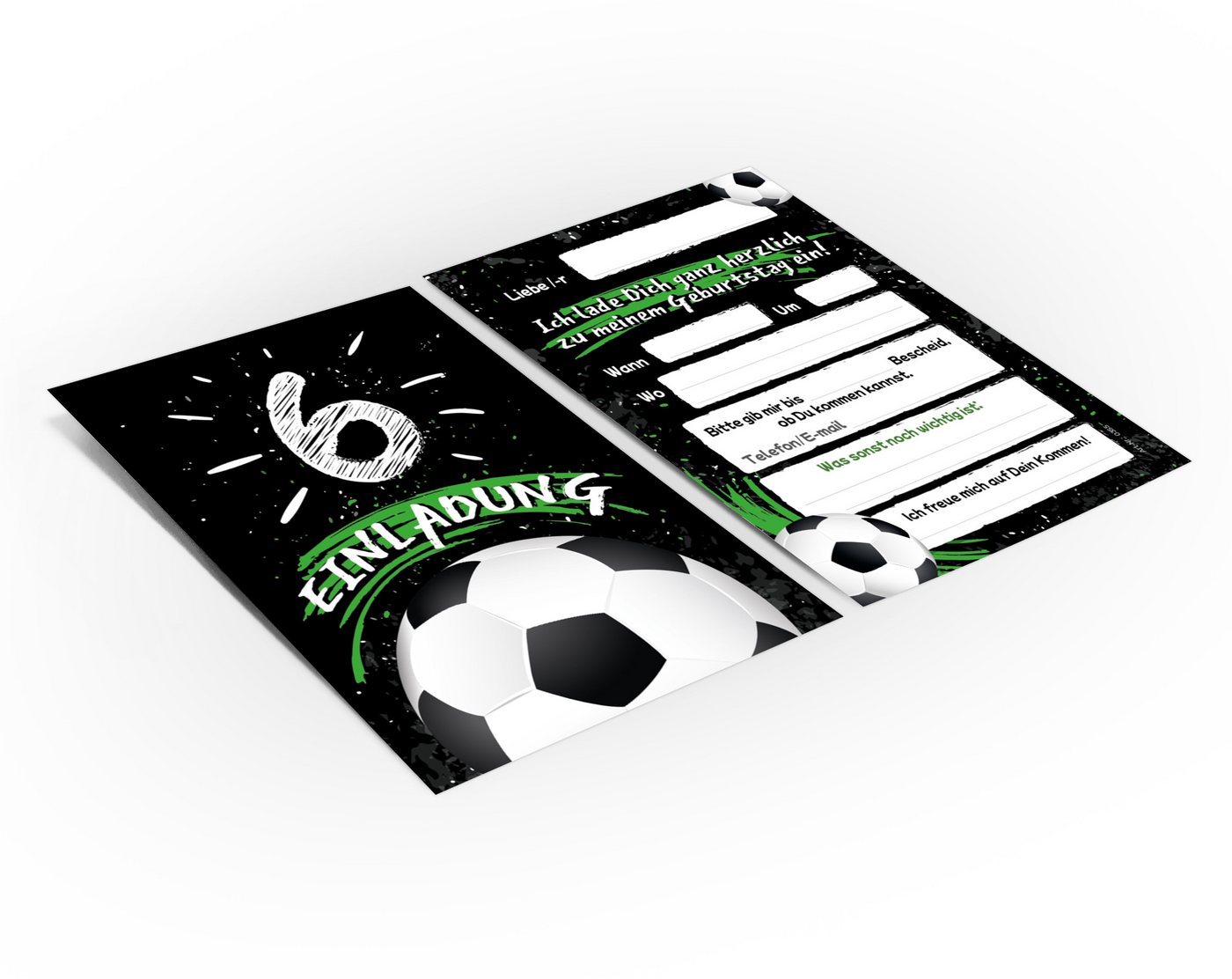 JUNAPACK Einladungskarten Fußball zum 6. Kindergeburtstag Jungen Einladungen Karten Fussball, Einladungskarten zum 6. Kindergeburtstag Fußball