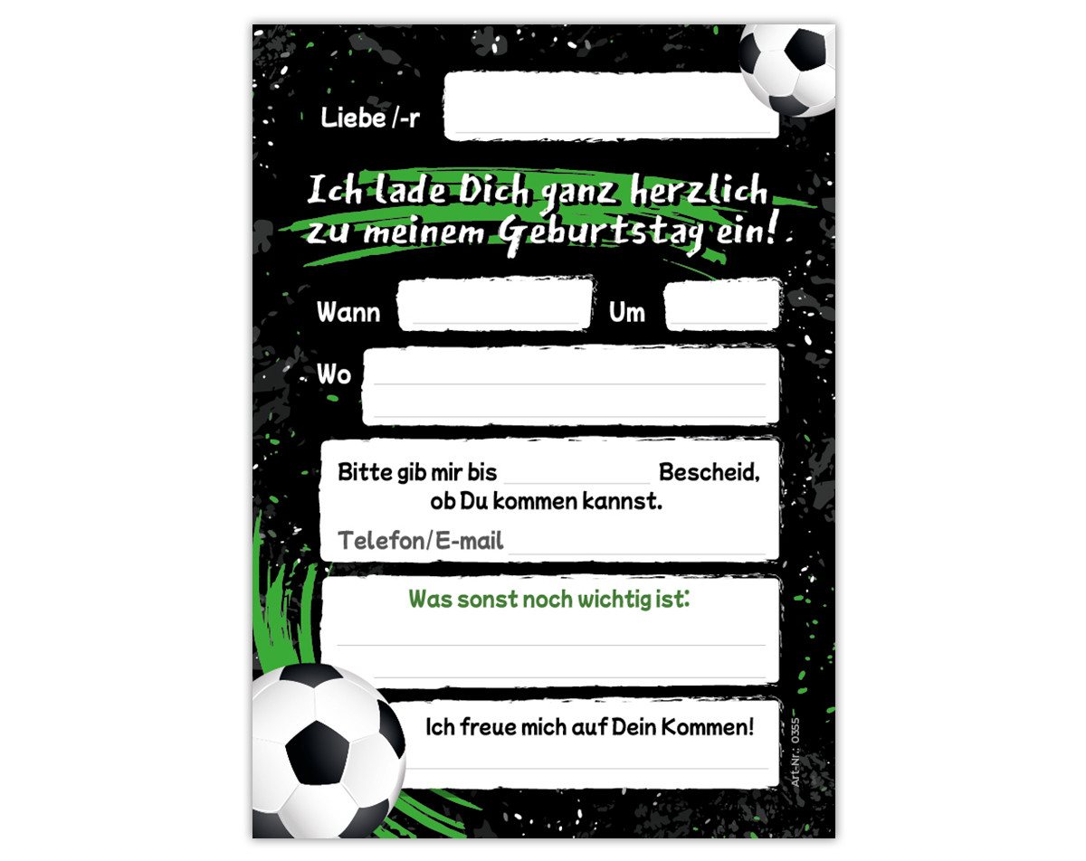 JUNAPACK Einladungskarten Fußball zum 6. Kindergeburtstag Jungen Einladungen Karten Fussball, Einladungskarten zum 6. Kindergeburtstag Fußball Bild 2