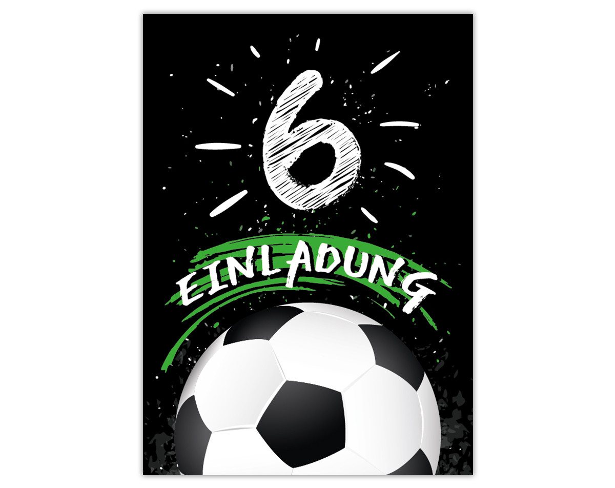 JUNAPACK Einladungskarten Fußball zum 6. Kindergeburtstag Jungen Einladungen Karten Fussball, Einladungskarten zum 6. Kindergeburtstag Fußball Bild 3