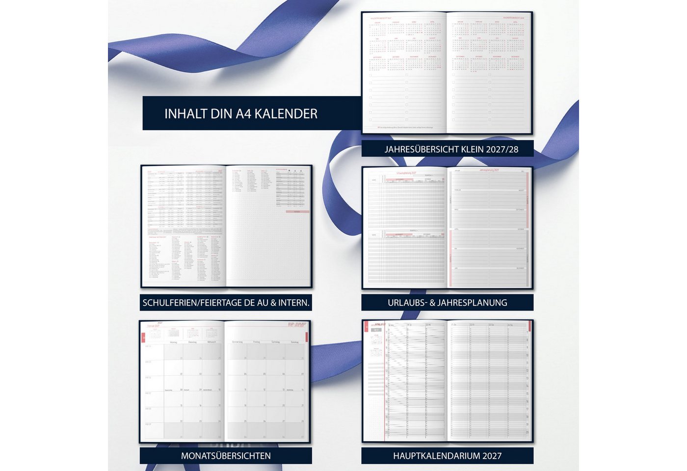TOBJA Buchkalender Praxisplaner 2027 A4 Navy Hardcover Arztpraxis 15 Min Takt FSC, Hardcover Layflat, A4, 15-Min-Takt 7-21 Uhr, FSC, 23 Mitarbeiter-Plan Bild 4