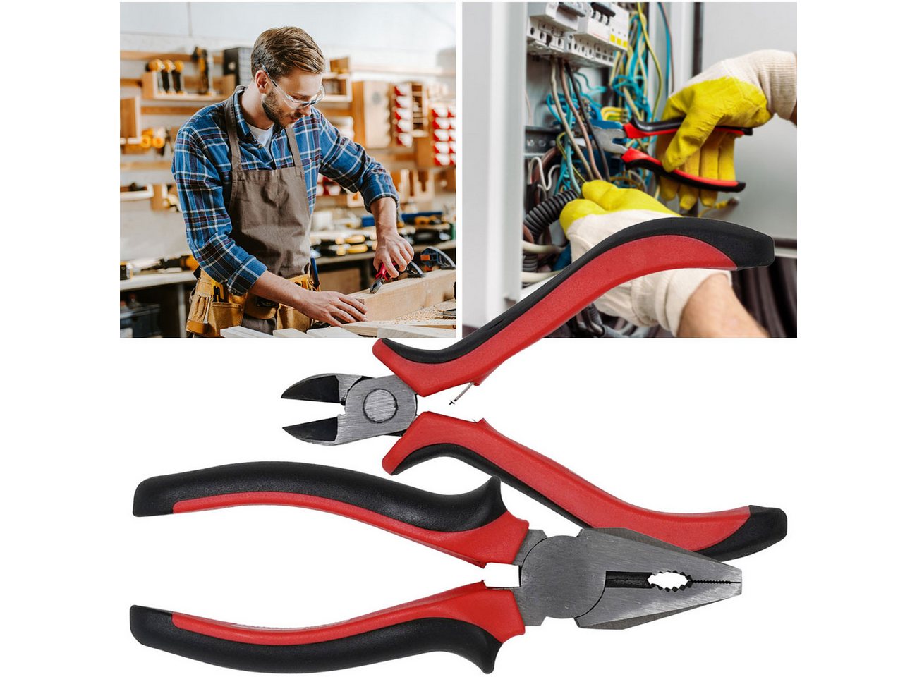 Brüder Mannesmann Werkzeuge Zangenset 2tlg. Zangen-Set, Kombizange 160mm & Seitenschneider 115mm, Stahl, 2tlg.-Set, Werkzeugstahl-Zangen-Set zum präzisen Greifen und Kabelschneiden Bild 2