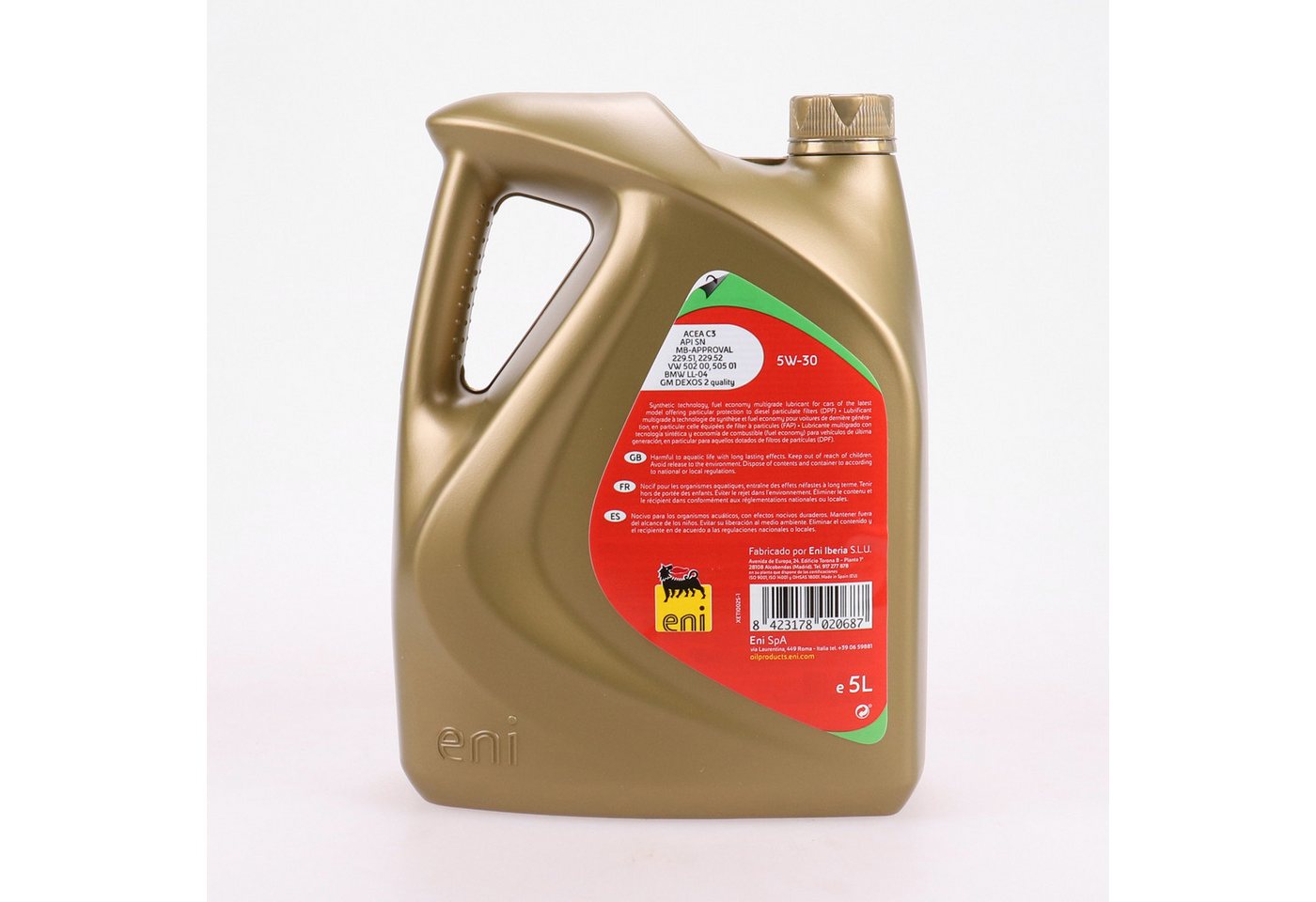 Eni Motoröl i Sint MS Motoröl Öl SAE 5W30 5L BMW-LL-04 MB 229.51 MB 229.52 API SN Bild 3