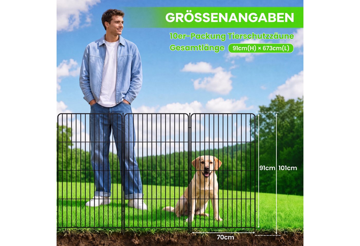 GarveeMore Zaunpfosten Gartenzaun für den Außenbereich, Tierbarriere, Rostfreies Metall Bild 2