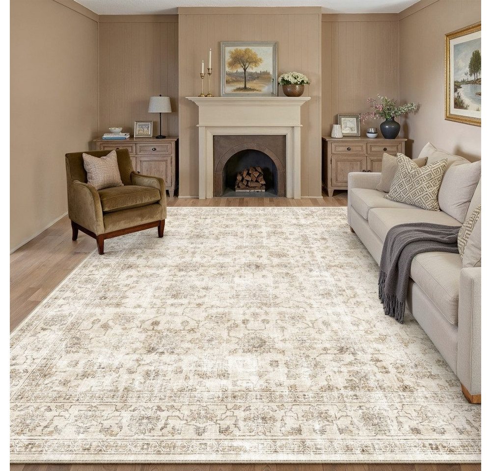 PURECOZY Teppich Perserteppich Kurzflor, waschbar, rutschfest und pflegeleicht, rechteckig, Höhe: 5 mm, Rechteckiger waschbarer Teppich, 160x230cm Bild 5